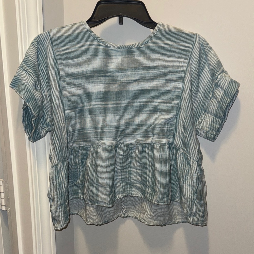 Elegant Teal Striped Women's Blouse